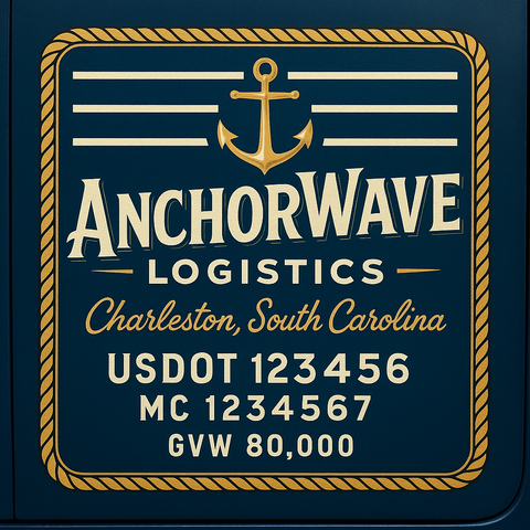 Custom Truck Door Lettering Sticker Decal Signs With Company Name, Location, USDOT, MC, CA, KYU, GVW & More | Create Your Own USDOT Truck Door Sign