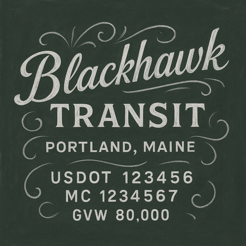 Custom Truck Door Lettering Sticker Decal Signs With Company Name, Location, USDOT, MC, CA, KYU, GVW & More | Create Your Own USDOT Truck Door Sign