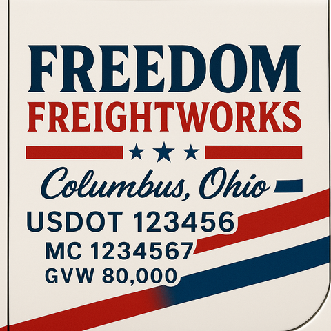 Custom Truck Door Lettering Sticker Decal Signs With Company Name, Location, USDOT, MC, CA, KYU, GVW & More | Create Your Own USDOT Truck Door Sign