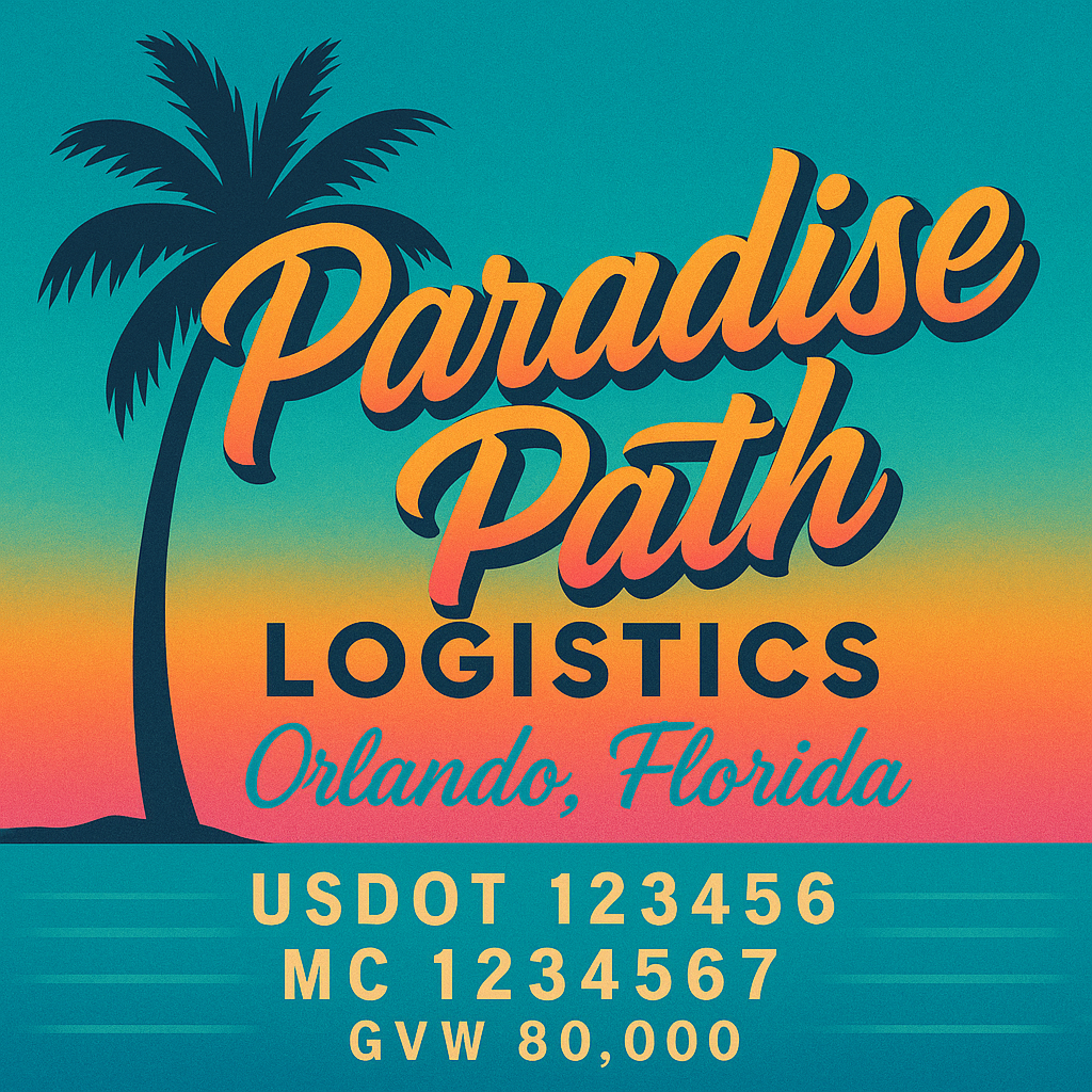 Custom Truck Door Lettering Sticker Decal Signs With Company Name, Location, USDOT, MC, CA, KYU, GVW & More | Create Your Own USDOT Truck Door Sign