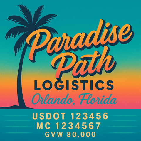 Custom Truck Door Lettering Sticker Decal Signs With Company Name, Location, USDOT, MC, CA, KYU, GVW & More | Create Your Own USDOT Truck Door Sign