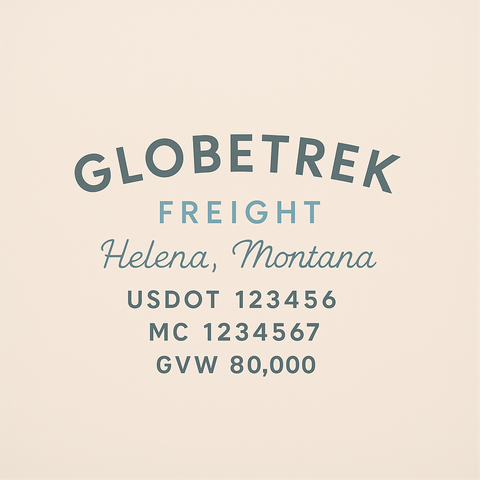 Custom Truck Door Lettering Sticker Decal Signs With Company Name, Location, USDOT, MC, CA, KYU, GVW & More | Create Your Own USDOT Truck Door Sign