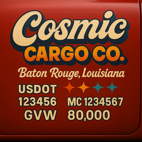 Custom Truck Door Lettering Sticker Decal Signs With Company Name, Location, USDOT, MC, CA, KYU, GVW & More | Create Your Own USDOT Truck Door Sign