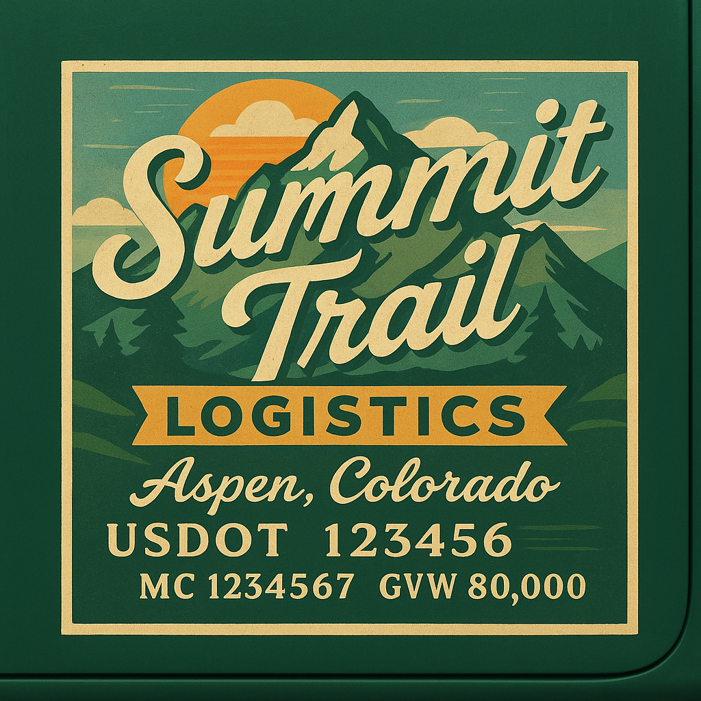 Custom Truck Door Lettering Sticker Decal Signs With Company Name, Location, USDOT, MC, CA, KYU, GVW & More | Create Your Own USDOT Truck Door Sign