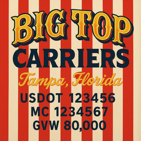 Custom Truck Door Lettering Sticker Decal Signs With Company Name, Location, USDOT, MC, CA, KYU, GVW & More | Create Your Own USDOT Truck Door Sign