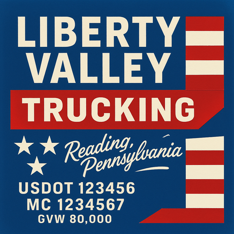 Custom Truck Door Lettering Sticker Decal Signs With Company Name, Location, USDOT, MC, CA, KYU, GVW & More | Create Your Own USDOT Truck Door Sign