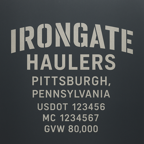 Custom Truck Door Lettering Sticker Decal Signs With Company Name, Location, USDOT, MC, CA, KYU, GVW & More | Create Your Own USDOT Truck Door Sign