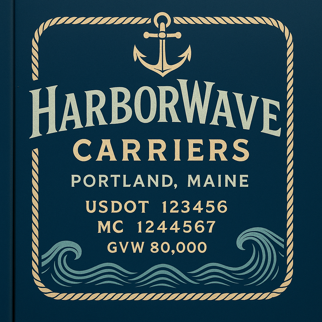 Custom Truck Door Lettering Sticker Decal Signs With Company Name, Location, USDOT, MC, CA, KYU, GVW & More | Create Your Own USDOT Truck Door Sign