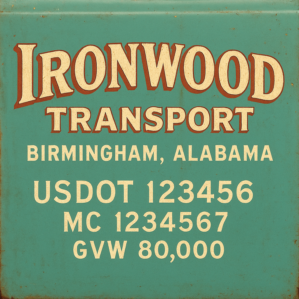 Custom Truck Door Lettering Sticker Decal Signs With Company Name, Location, USDOT, MC, CA, KYU, GVW & More | Create Your Own USDOT Truck Door Sign