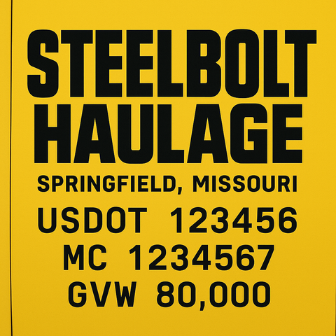 Custom Truck Door Lettering Sticker Decal Signs With Company Name, Location, USDOT, MC, CA, KYU, GVW & More | Create Your Own USDOT Truck Door Sign