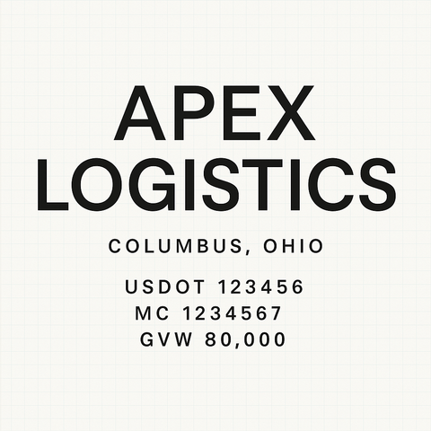 Custom Truck Door Lettering Sticker Decal Signs With Company Name, Location, USDOT, MC, CA, KYU, GVW & More | Create Your Own USDOT Truck Door Sign