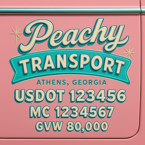 Custom Truck Door Lettering Sticker Decal Signs With Company Name, Location, USDOT, MC, CA, KYU, GVW & More | Create Your Own USDOT Truck Door Sign