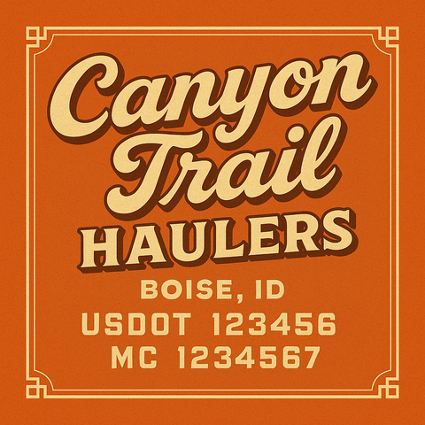 Custom Truck Door Lettering Sticker Decal Signs With Company Name, Location, USDOT, MC, CA, KYU, GVW & More | Create Your Own USDOT Truck Door Sign