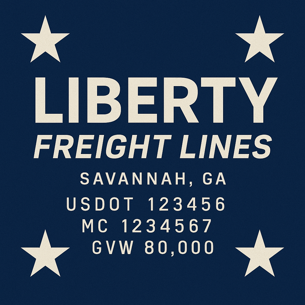 Custom Truck Door Lettering Sticker Decal Signs With Company Name, Location, USDOT, MC, CA, KYU, GVW & More | Create Your Own USDOT Truck Door Sign