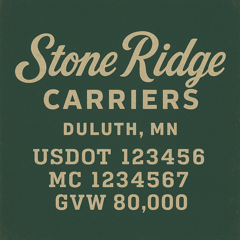 Custom Truck Door Lettering Sticker Decal Signs With Company Name, Location, USDOT, MC, CA, KYU, GVW & More | Create Your Own USDOT Truck Door Sign