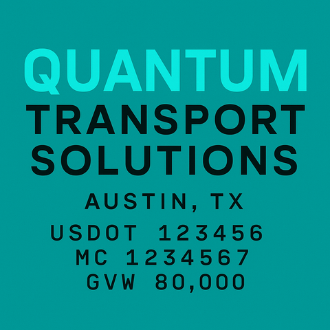 Custom Truck Door Lettering Sticker Decal Signs With Company Name, Location, USDOT, MC, CA, KYU, GVW & More | Create Your Own USDOT Truck Door Sign