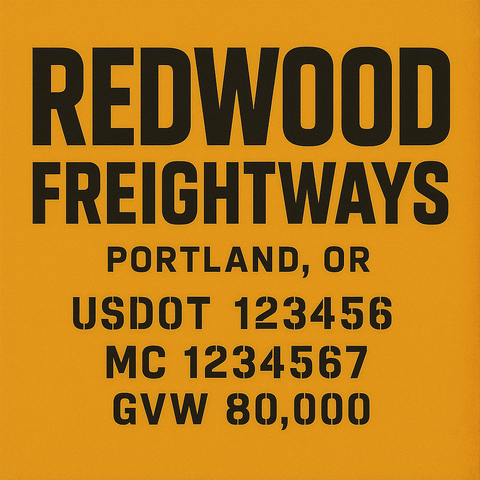 Custom Truck Door Lettering Sticker Decal Signs With Company Name, Location, USDOT, MC, CA, KYU, GVW & More | Create Your Own USDOT Truck Door Sign