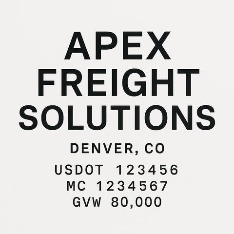 Custom Truck Door Lettering Sticker Decal Signs With Company Name, Location, USDOT, MC, CA, KYU, GVW & More | Create Your Own USDOT Truck Door Sign