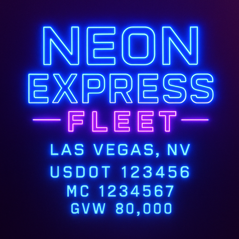 Custom Truck Door Lettering Sticker Decal Signs With Company Name, Location, USDOT, MC, CA, KYU, GVW & More | Create Your Own USDOT Truck Door Sign