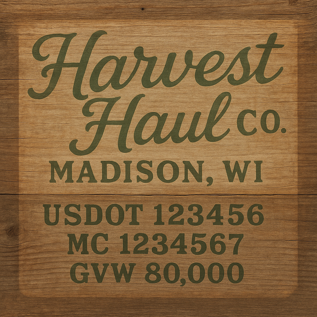 Custom Truck Door Lettering Sticker Decal Signs With Company Name, Location, USDOT, MC, CA, KYU, GVW & More | Create Your Own USDOT Truck Door Sign