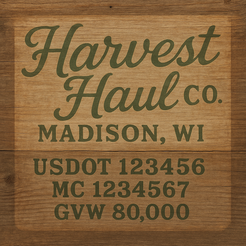 Custom Truck Door Lettering Sticker Decal Signs With Company Name, Location, USDOT, MC, CA, KYU, GVW & More | Create Your Own USDOT Truck Door Sign