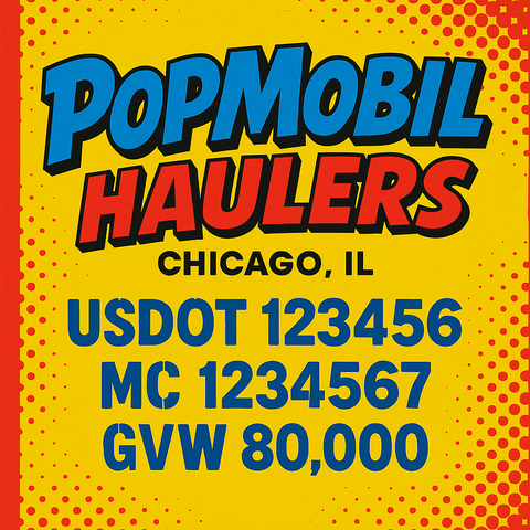 Custom Truck Door Lettering Sticker Decal Signs With Company Name, Location, USDOT, MC, CA, KYU, GVW & More | Create Your Own USDOT Truck Door Sign