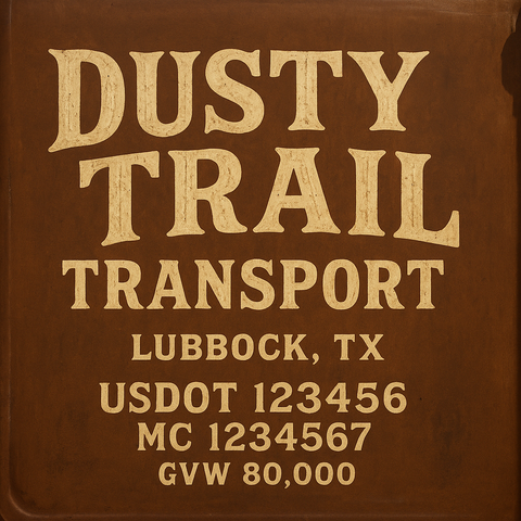 Custom Truck Door Lettering Sticker Decal Signs With Company Name, Location, USDOT, MC, CA, KYU, GVW & More | Create Your Own USDOT Truck Door Sign