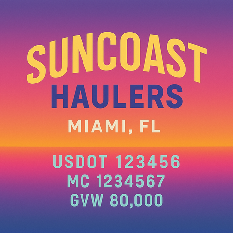 Custom Truck Door Lettering Sticker Decal Signs With Company Name, Location, USDOT, MC, CA, KYU, GVW & More | Create Your Own USDOT Truck Door Sign