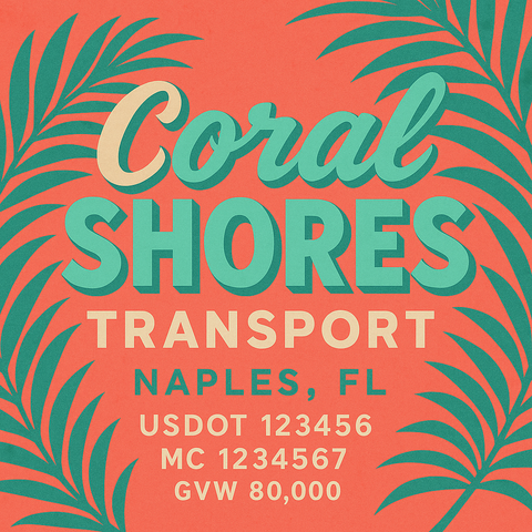 Custom Truck Door Lettering Sticker Decal Signs With Company Name, Location, USDOT, MC, CA, KYU, GVW & More | Create Your Own USDOT Truck Door Sign