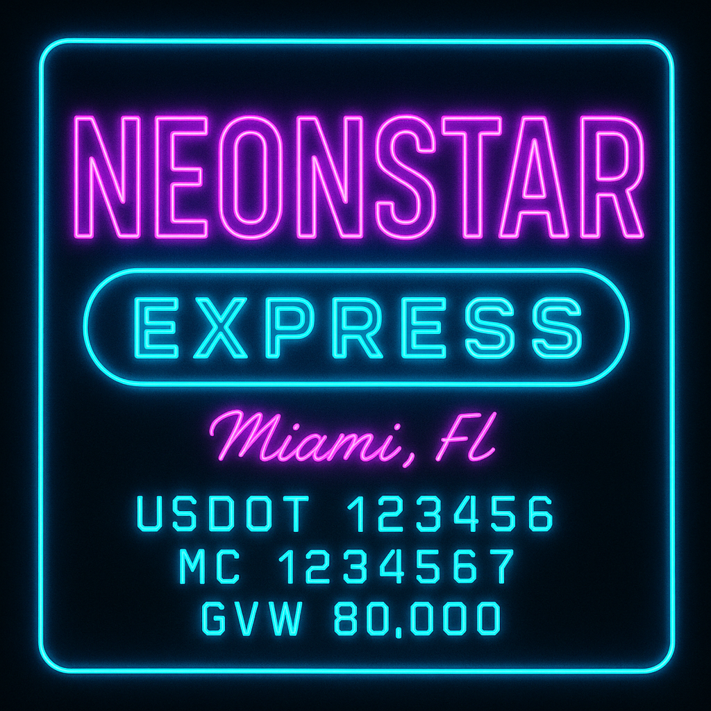 Custom Truck Door Lettering Sticker Decal Signs With Company Name, Location, USDOT, MC, CA, KYU, GVW & More | Create Your Own USDOT Truck Door Sign