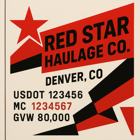 Custom Truck Door Lettering Sticker Decal Signs With Company Name, Location, USDOT, MC, CA, KYU, GVW & More | Create Your Own USDOT Truck Door Sign