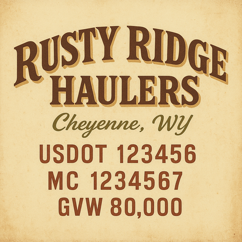 Custom Truck Door Lettering Sticker Decal Signs With Company Name, Location, USDOT, MC, CA, KYU, GVW & More | Create Your Own USDOT Truck Door Sign