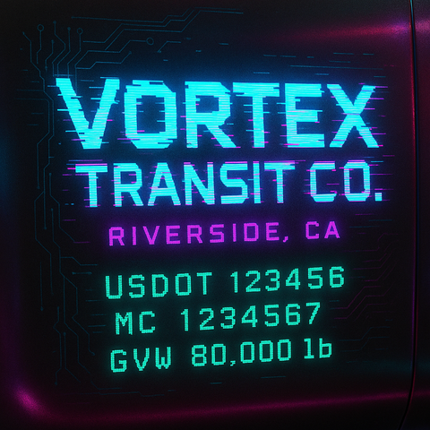 Custom Truck Door Lettering Sticker Decal Signs With Company Name, Location, USDOT, MC, CA, KYU, GVW & More | Create Your Own USDOT Truck Door Sign