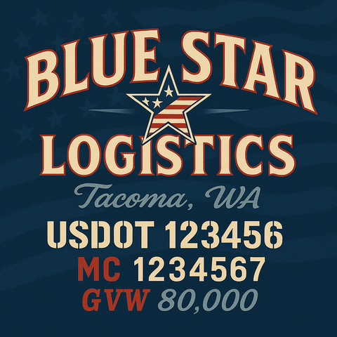 Custom Truck Door Lettering Sticker Decal Signs With Company Name, Location, USDOT, MC, CA, KYU, GVW & More | Create Your Own USDOT Truck Door Sign