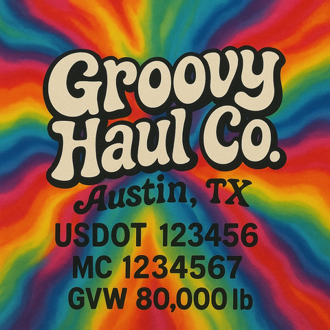 Custom Truck Door Lettering Sticker Decal Signs With Company Name, Location, USDOT, MC, CA, KYU, GVW & More | Create Your Own USDOT Truck Door Sign