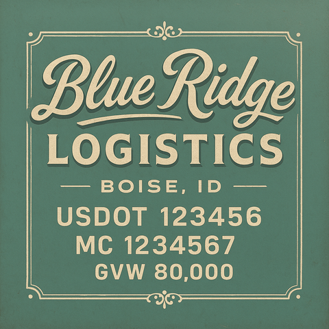 Custom Truck Door Lettering Sticker Decal Signs With Company Name, Location, USDOT, MC, CA, KYU, GVW & More | Create Your Own USDOT Truck Door Sign