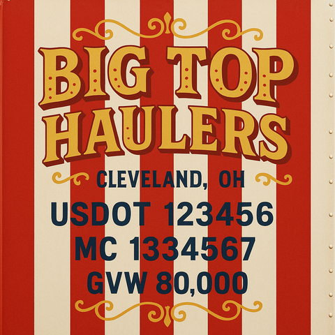 Custom Truck Door Lettering Sticker Decal Signs With Company Name, Location, USDOT, MC, CA, KYU, GVW & More | Create Your Own USDOT Truck Door Sign