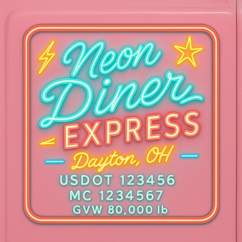 Custom Truck Door Lettering Sticker Decal Signs With Company Name, Location, USDOT, MC, CA, KYU, GVW & More | Create Your Own USDOT Truck Door Sign