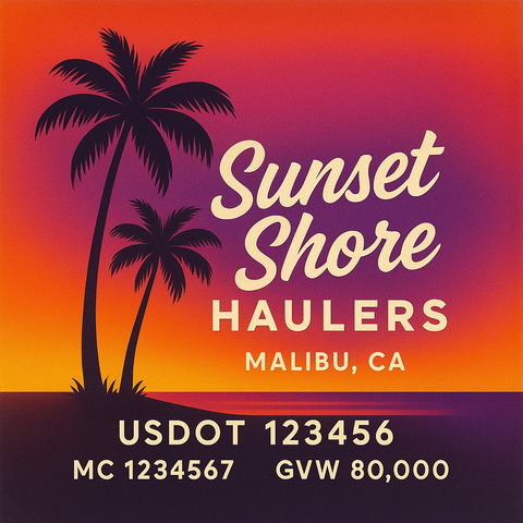 Custom Truck Door Lettering Sticker Decal Signs With Company Name, Location, USDOT, MC, CA, KYU, GVW & More | Create Your Own USDOT Truck Door Sign