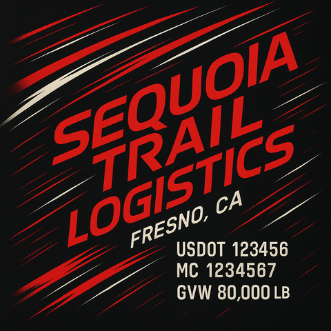 Custom Truck Door Lettering Sticker Decal Signs With Company Name, Location, USDOT, MC, CA, KYU, GVW & More | Create Your Own USDOT Truck Door Sign