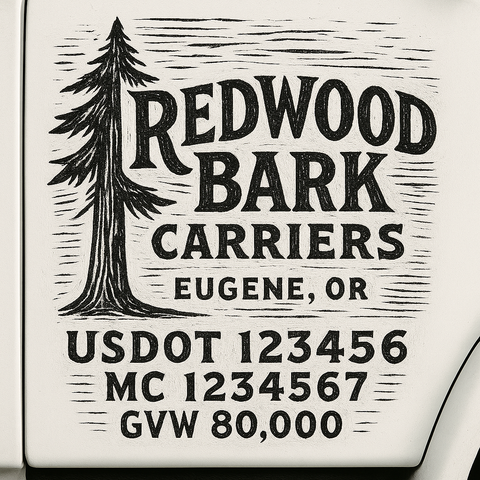 Custom Truck Door Lettering Sticker Decal Signs With Company Name, Location, USDOT, MC, CA, KYU, GVW & More | Create Your Own USDOT Truck Door Sign