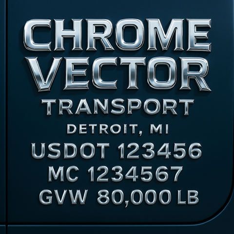 Custom Truck Door Lettering Sticker Decal Signs With Company Name, Location, USDOT, MC, CA, KYU, GVW & More | Create Your Own USDOT Truck Door Sign