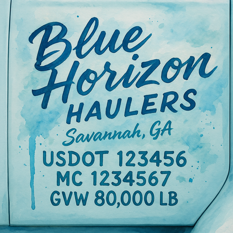 Custom Truck Door Lettering Sticker Decal Signs With Company Name, Location, USDOT, MC, CA, KYU, GVW & More | Create Your Own USDOT Truck Door Sign