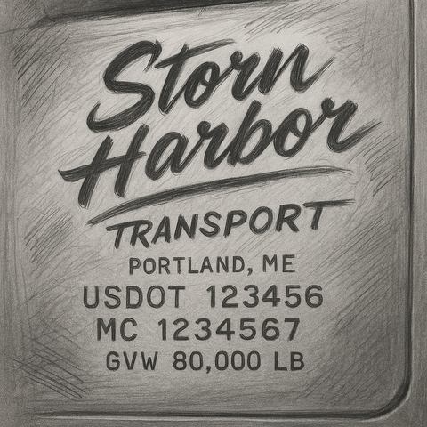 Custom Truck Door Lettering Sticker Decal Signs With Company Name, Location, USDOT, MC, CA, KYU, GVW & More | Create Your Own USDOT Truck Door Sign