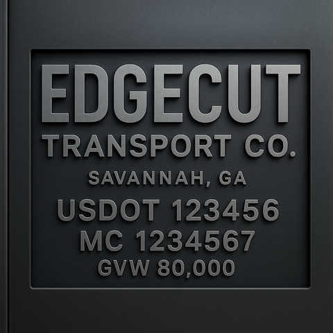 Custom Truck Door Lettering Sticker Decal Signs With Company Name, Location, USDOT, MC, CA, KYU, GVW & More | Create Your Own USDOT Truck Door Sign