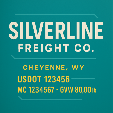 Custom Truck Door Lettering Sticker Decal Signs With Company Name, Location, USDOT, MC, CA, KYU, GVW & More | Create Your Own USDOT Truck Door Sign