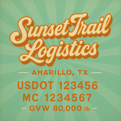 Custom Truck Door Lettering Sticker Decal Signs With Company Name, Location, USDOT, MC, CA, KYU, GVW & More | Create Your Own USDOT Truck Door Sign