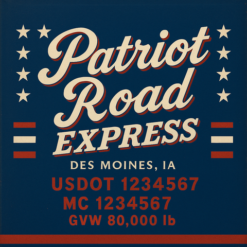 Custom Truck Door Lettering Sticker Decal Signs With Company Name, Location, USDOT, MC, CA, KYU, GVW & More | Create Your Own USDOT Truck Door Sign