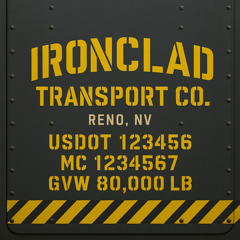 Custom Truck Door Lettering Sticker Decal Signs With Company Name, Location, USDOT, MC, CA, KYU, GVW & More | Create Your Own USDOT Truck Door Sign