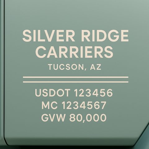 Custom Truck Door Lettering Sticker Decal Signs With Company Name, Location, USDOT, MC, CA, KYU, GVW & More | Create Your Own USDOT Truck Door Sign